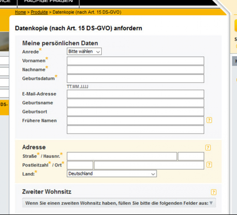 Schufa Auskunft Hamburg sofort online Formular