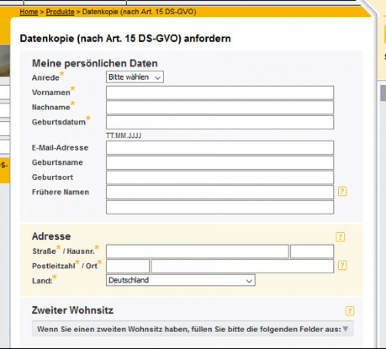 Schufa Auskunft Köln sofort online Formular